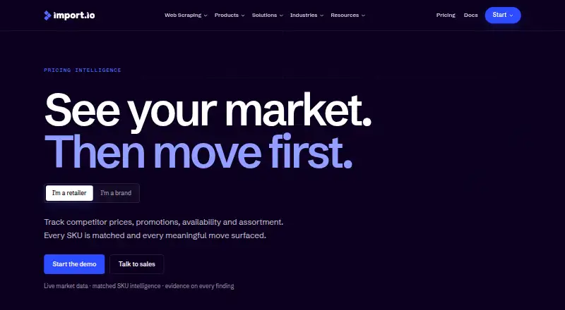 The Import.io Aperture homepage