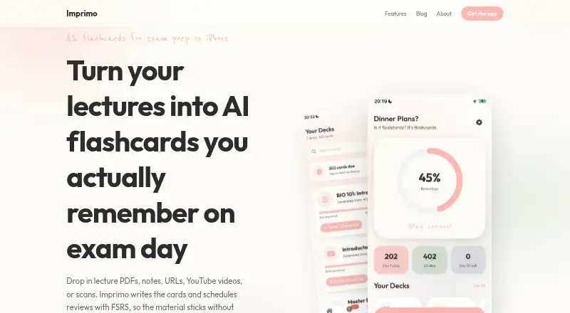 The Imprimo homepage