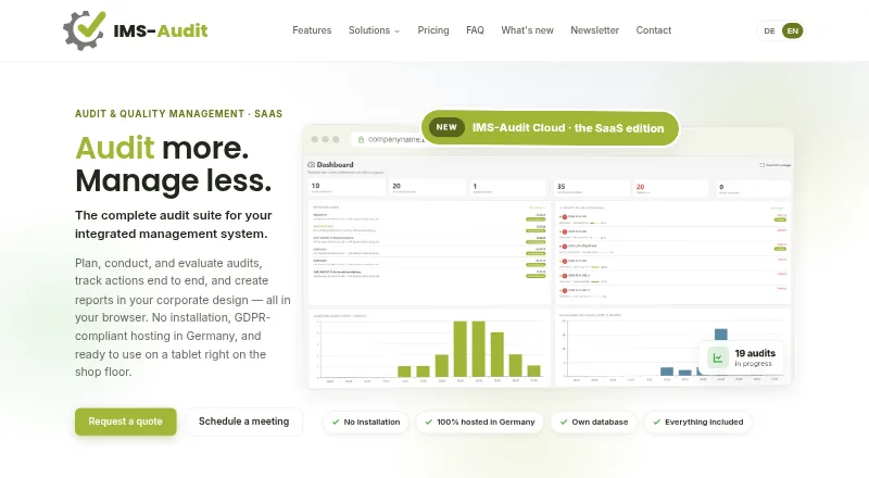 The IMS-Audit Cloud homepage