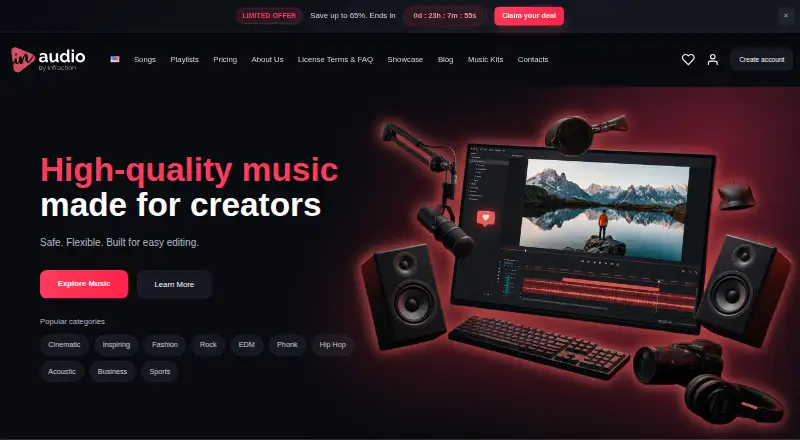 The inAudio homepage