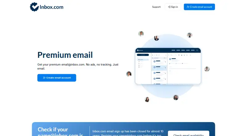 The Inbox.com homepage