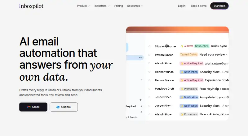 The InboxPilot homepage