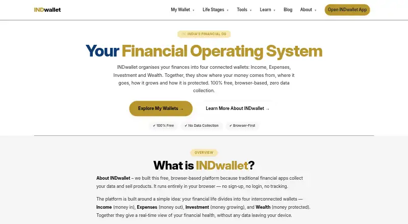 The INDwallet homepage