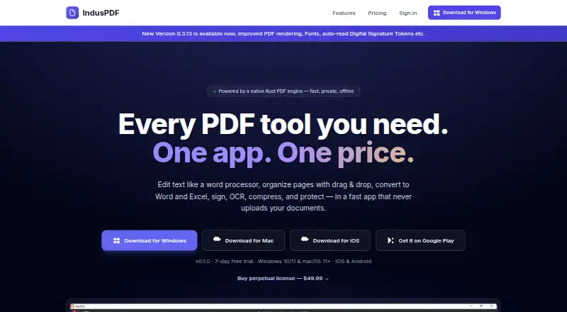 The IndyPDF homepage