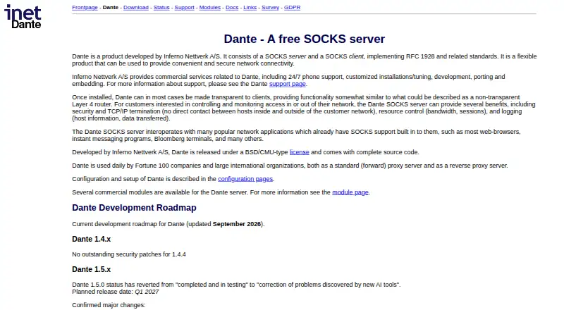 The Dante homepage