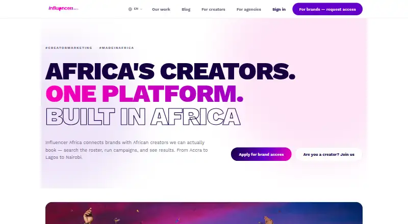 The Influencer Africa homepage