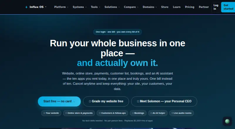 The Influx OS homepage