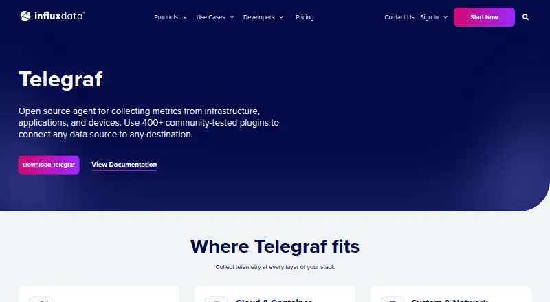 The Telegraf homepage