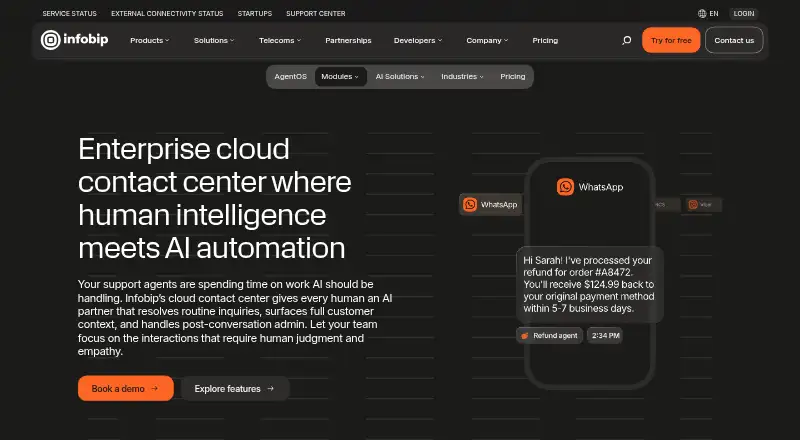 The Infobip Conversations homepage