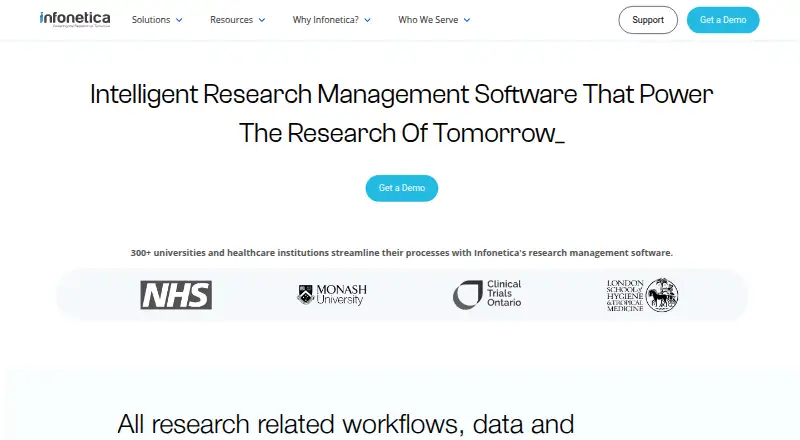 The Infonetica Research Flow homepage