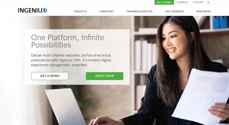 The Ingeniux CMS homepage
