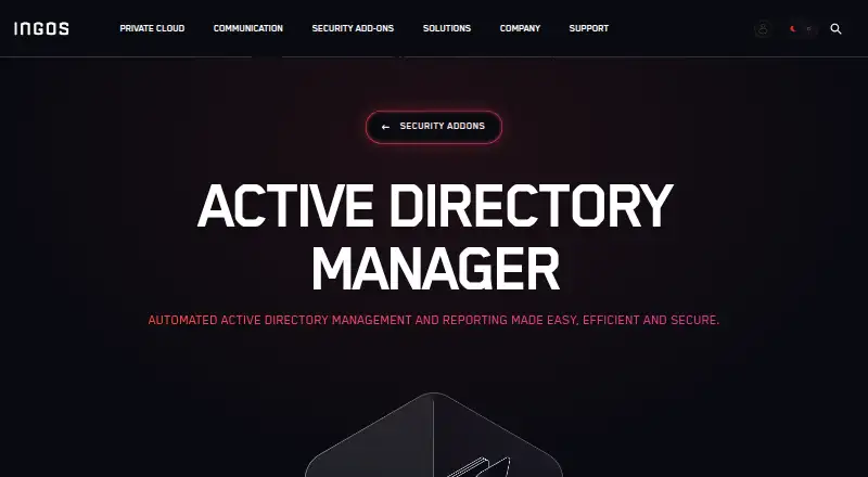 The INGOS Active Directory Manager homepage