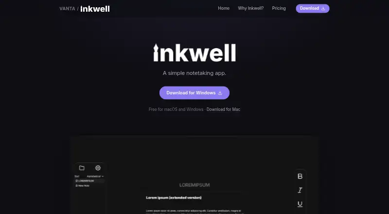 The Inkwell homepage