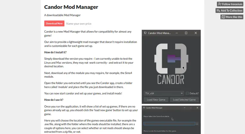 The Candor Mod Manager homepage
