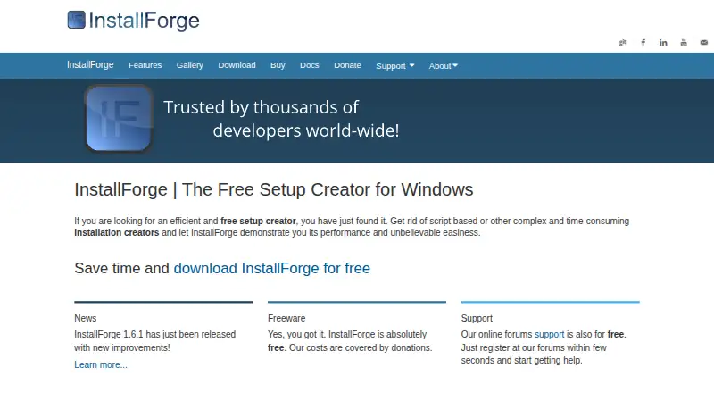 The InstallForge homepage