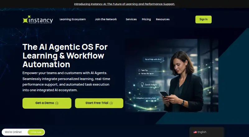 The Instancy Learning Experience Platform homepage