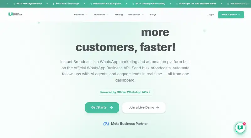 The Instant Broadcast homepage