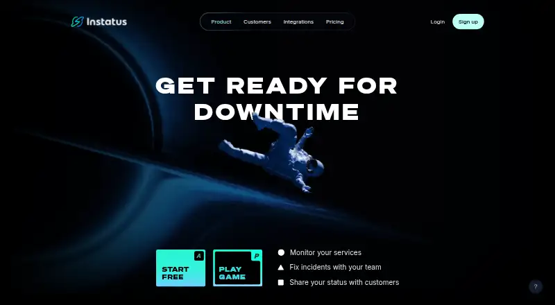 The Instatus homepage