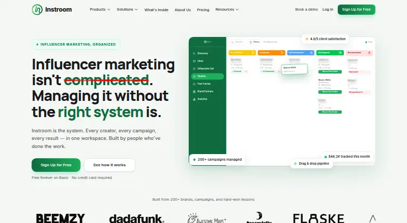 The Instroom homepage