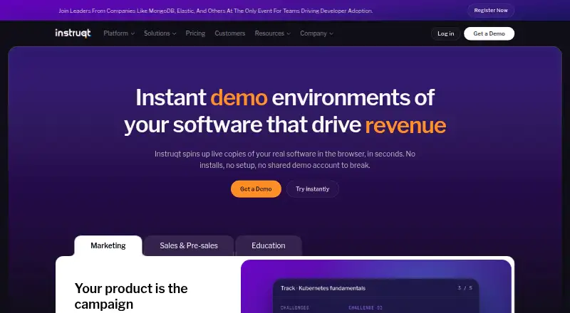 The Instruqt homepage