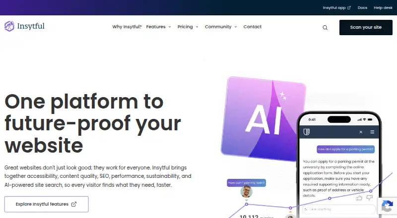 The Insytful homepage