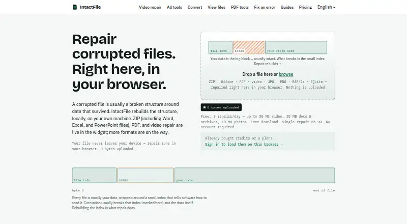 The IntactFile homepage