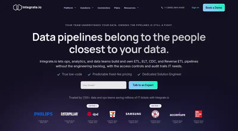 The Integrate.io homepage