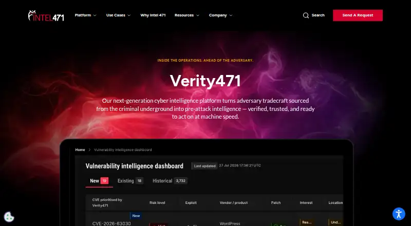 The Intel 471 Verity471 homepage