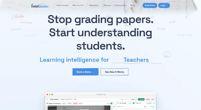 The IntelGrader homepage