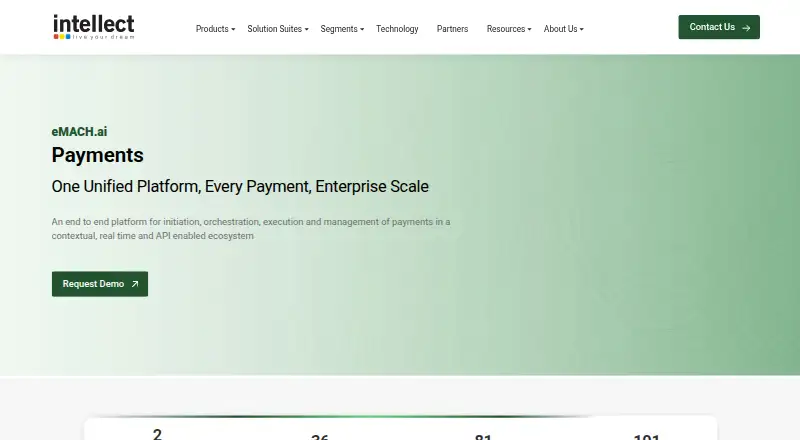 The Intellect Payments homepage