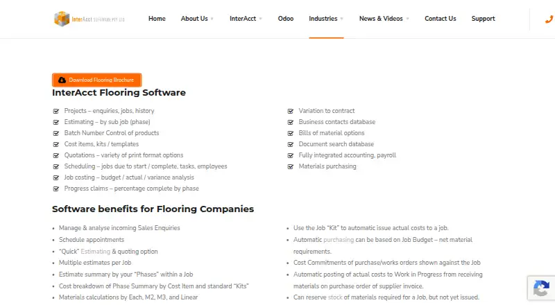 The InterAcct Flooring Software homepage