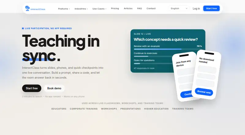 The InteractClass homepage