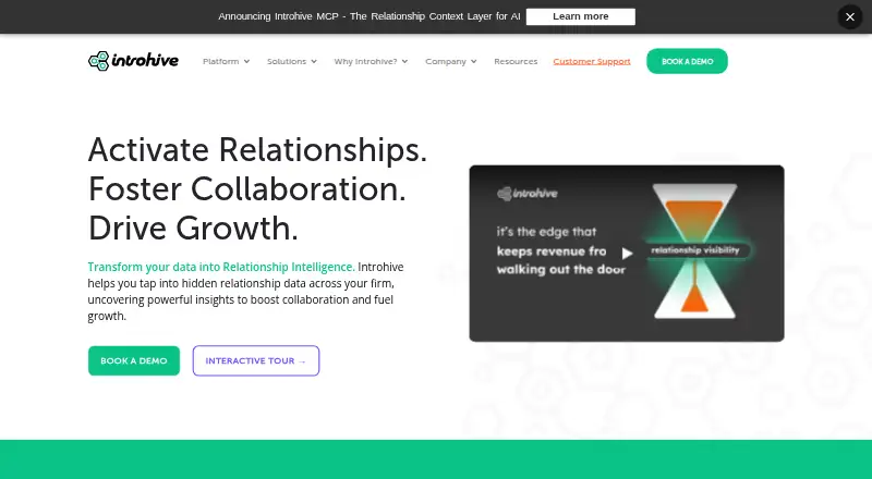 The Introhive homepage