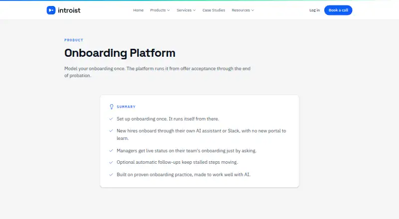 The Introist Onboarding Platform homepage