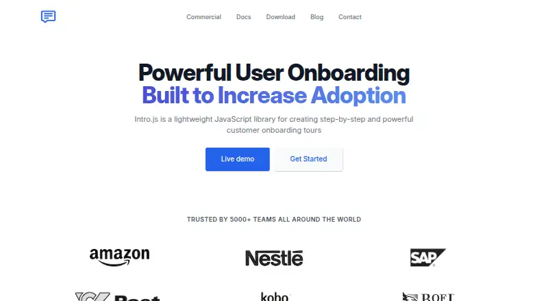The Intro.js homepage