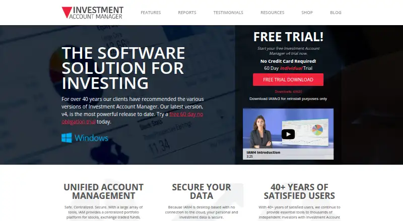 The Investment Account Manager homepage