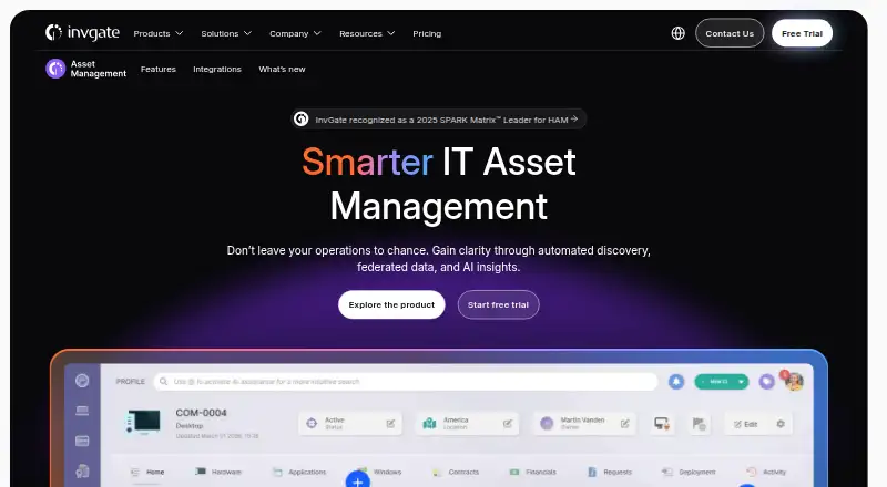 The InvGate Asset Management homepage