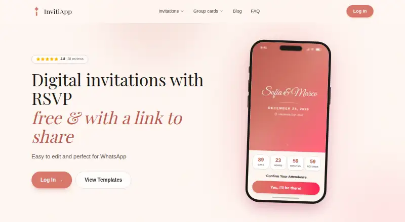 The InvitiApp homepage