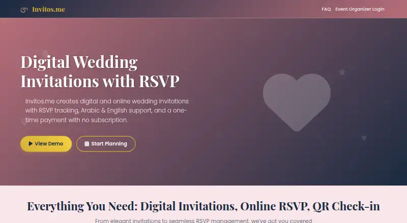The Invitos.me homepage