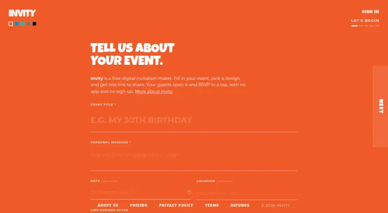 The Invity Cards homepage