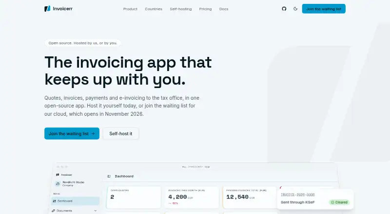 The Invoicerr homepage