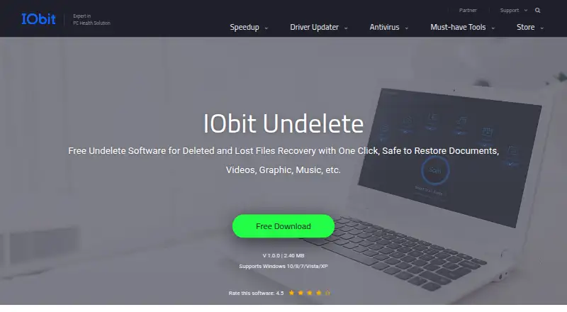 The IObit Undelete homepage
