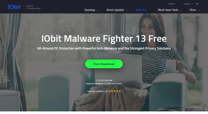 The IObit Malware Fighter homepage