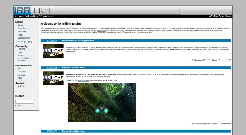 The Irrlicht Engine homepage