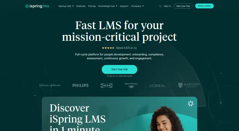The iSpring LMS homepage
