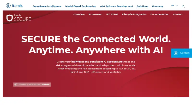 The itemis SECURE homepage