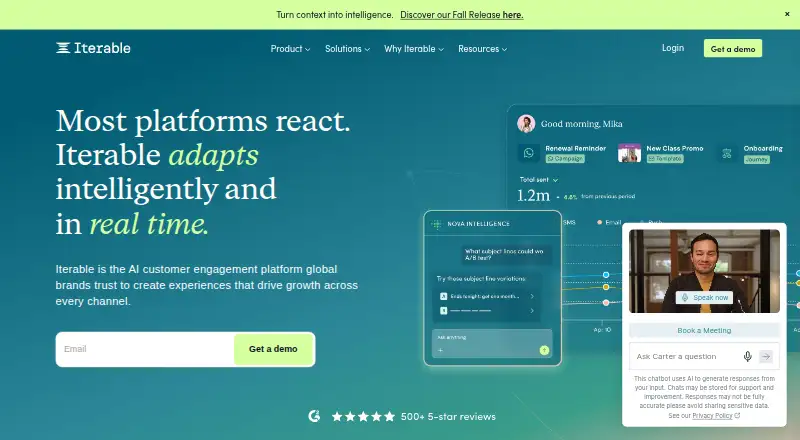 The Iterable homepage
