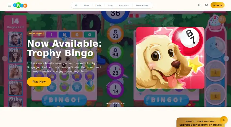 The iWin Game Pass homepage