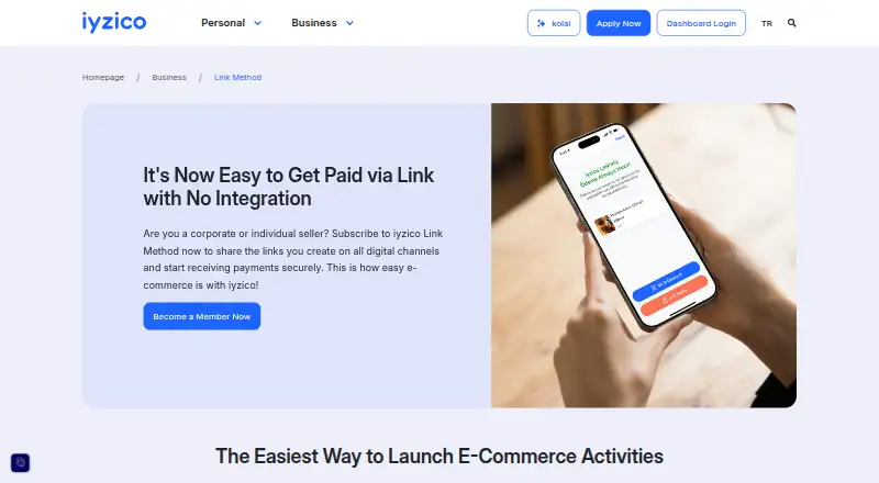 The iyzico Link Method homepage
