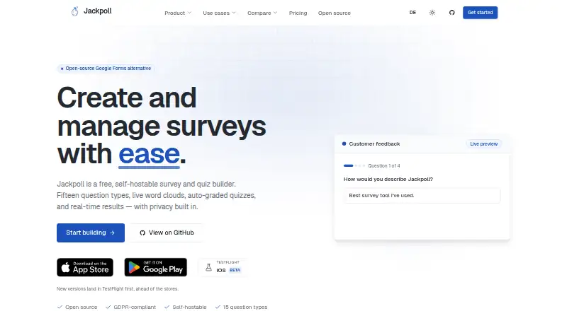 The Jackpoll homepage